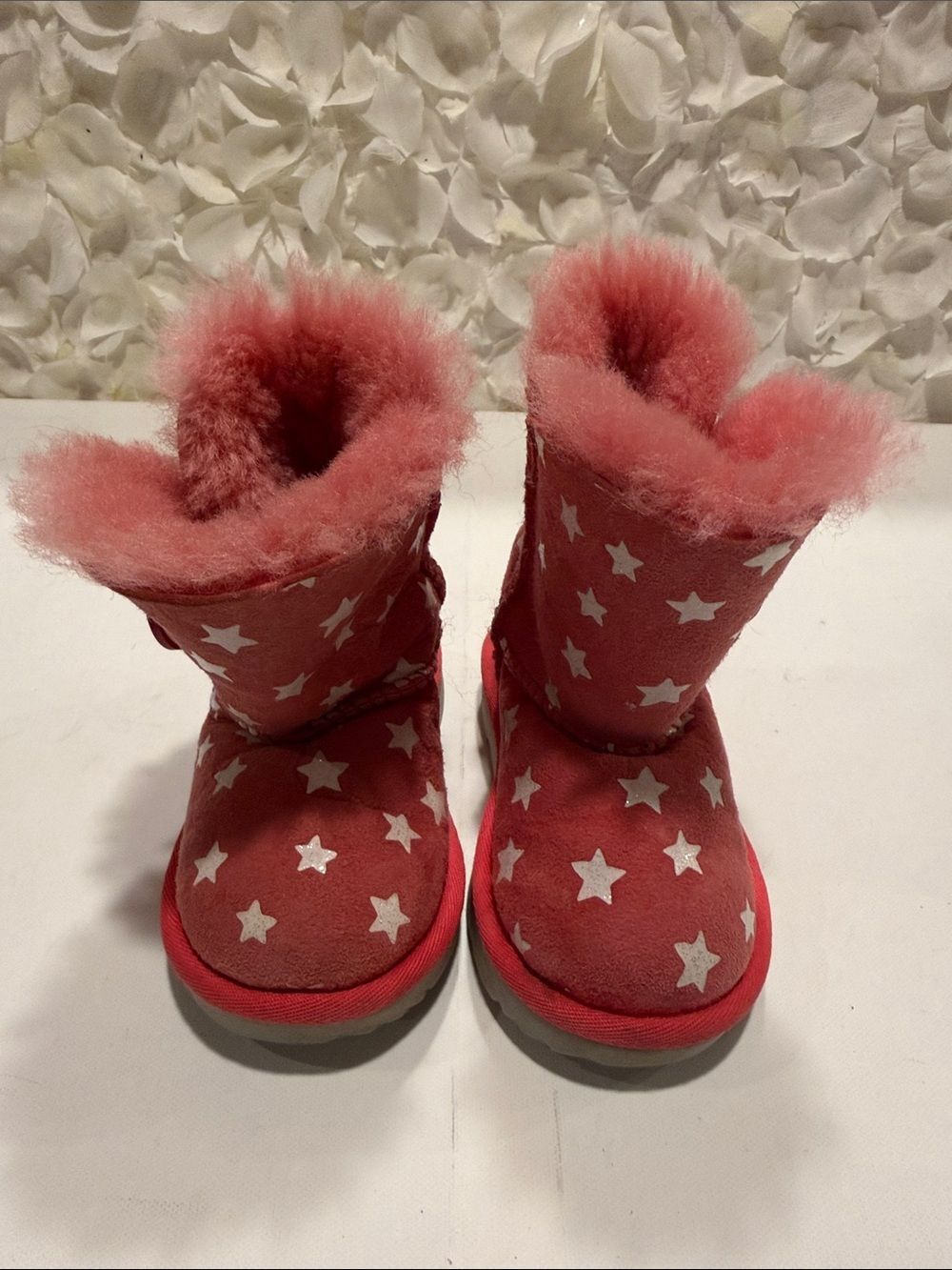 UGG Pink Star-Print Fur-Lined Kids Boots